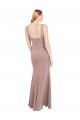 Online Square Neck Fit and Flare Long Stretch Crepe Bridesmaid Dress / Prom Dress with Side Slit UK