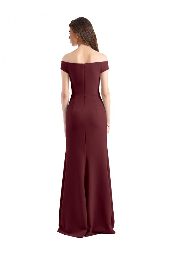 Online Off the Shoulder Fit and Flare Stretch Crepe Bridesmaid Dress / Prom Dress UK