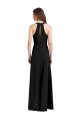Online Sleek Halter V-Neck Long A-Line Stretch Formal Crepe Bridesmaid Dress / Prom Dress with Front Slit UK