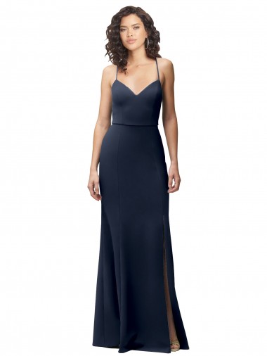 Online Sweetheart Fit and Flare Stretch Formal Crepe Bridesmaid Dress / Prom Dress with Side Slit and Strappy Back UK