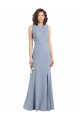 Online Boat Neckline and Sleek Fit and Flare Crepe Bridesmaid Dress with Keyhole Back UK