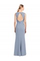 Online Boat Neckline and Sleek Fit and Flare Crepe Bridesmaid Dress with Keyhole Back UK