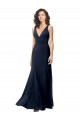 Online Classic V-Neck Long Stretch Formal Crepe Bridesmaid Dress / Prom Dress with V-Back UK