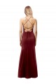 Online Fit and Flare Halter Neckline Stretch Formal Crepe Bridesmaid Dress / Prom Dress with Strappy Back UK
