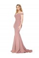 Online Off the Shoulder Sweetheart Long Sweep Train Formal Crepe Bridesmaid Dress / Prom Dress UK