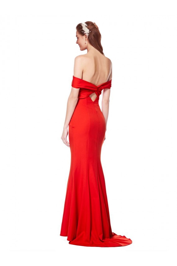 Online Cross Front and Back Bardot Sleeveless Formal Crepe Maxi Bridesmaid Dress / Prom Dress UK