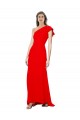 Online High Neck Ruffle Frill One Shoulder Maxi Formal Crepe Bridesmaid Dress / Prom Dress UK