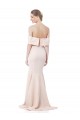 Online Mermaid Bardot Maxi Formal Crepe Bridesmiad Dress with Fishtail Train UK