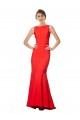 Online High Neck Maxi Formal Crepe Bridesmiad Dress with Exaggerated Back Ruffle UK
