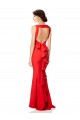 Online High Neck Maxi Formal Crepe Bridesmiad Dress with Exaggerated Back Ruffle UK