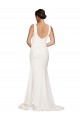 Online Square Neck Long Sheath Sweep Train Crepe Bridesmaid Dress / Prom Dress  UK
