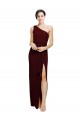 Online One Shoulder Sheath Formal Crepe Bridesmaid Dress / Prom Dress with High Side Split UK