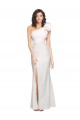 Online One Shoulder Long Full Length Formal Crepe Bridesmaid Dress / Prom Dress with Ruffles and Side Split UK