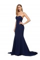Online Fit and Flare Sweetheart Long Formal Crepe Bridesmaid Dress / Prom Dress with Sweep Train UK