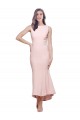 Online High Neck Low V-Back Cocktail Midi Length Formal Crepe Bridesmaid Dress / Prom Dress UK