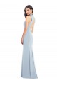 Online Halter Bow Neck Open Back Soft Full Length Trumpet Bridesmaid Dress / Prom Dress UK
