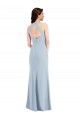 Online Open Back Halter Maxi Formal Crepe Bridesmaid Dress / Prom Dress with Draped Bow UK