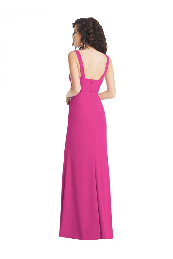 Online Wide Strap Notch Empire Waist Bridesaid Dress with Front Slit UK