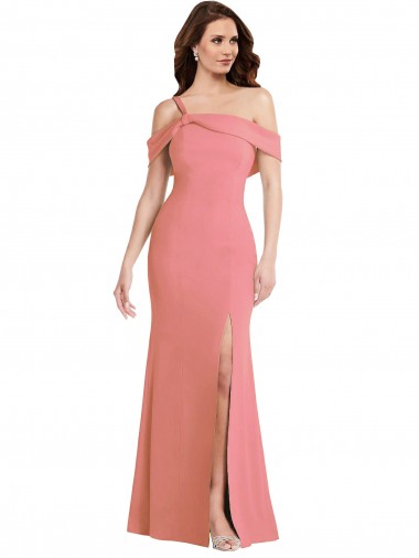 Online One Shoulder Draped Cuff Maxi Bridesmaid Dress / Prom Dress with Front Slit UK