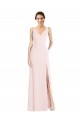 Online Square Neck Low Back A-Line Bridesmaid Dress / Prom Dress with Front Slit and Pockets UK