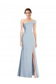 Online Asymmetrical Off the Shoulder Cuff Trumpet Formal Crepe Bridesmaid Dress / Prom Dress With Front Slit UK