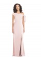 Online Off the Shoulder Tie Detail Trumpet Formal Crepe Bridesmaid Dress / Prom Dress with Front Slit UK