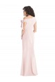 Online Off the Shoulder Tie Detail Trumpet Formal Crepe Bridesmaid Dress / Prom Dress with Front Slit UK