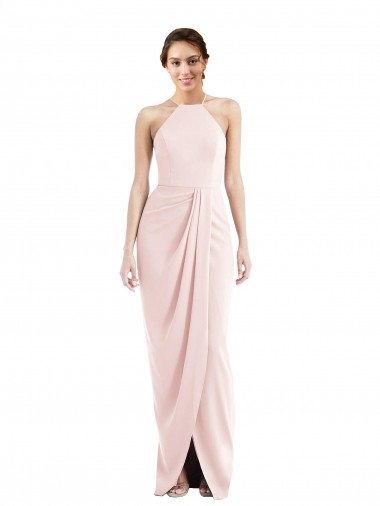 Online Halter Draped Tulip Skirt Maxi Bridesmaid Dress / Prom Dress UK