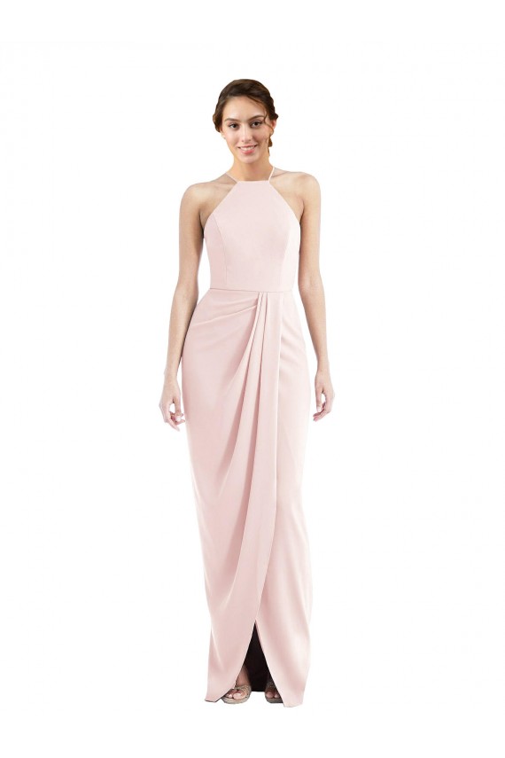 Online Halter Draped Tulip Skirt Maxi Bridesmaid Dress / Prom Dress UK