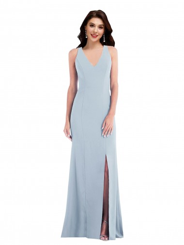 Online Criss Cross Cutout Back Maxi Bridesmaid Dress / Prom Dress with Front Slit UK