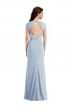 Online Cap Sleeve Open Back Trumpet Formal Crepe Bridesmaid Dress / Prom Dress with Front Slit UK