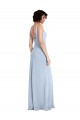 Online Slim Square Neck Fit and Flare Full Length Stretch Crepe Bridesmaid Dress / Prom Dress UK