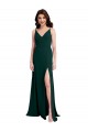Online Slim A-Line V-Neck Full Length Formal Crepe Bridesmaid Dress / Prom Dress with Side Slit UK