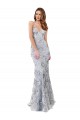 Online Silver V-Neckline Backless Floral Patterned Sequin Formal Bridesmaid Dress / Prom Dress UK