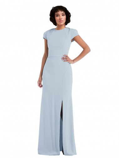 Online Cap Sleeve Cutout Tie Back Trumpet Bridesmaid Dress UK