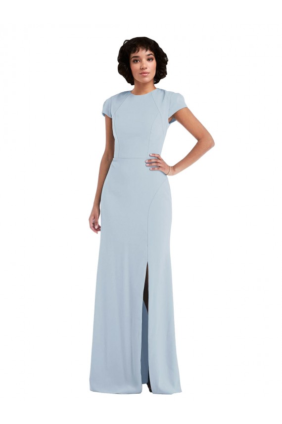 Online Cap Sleeve Cutout Tie Back Trumpet Bridesmaid Dress UK