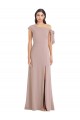 Online Off the Shoulder Tie Detail Maxi Formal Crepe Bridesmaid Dress / Prom Dress with Front Slit UK