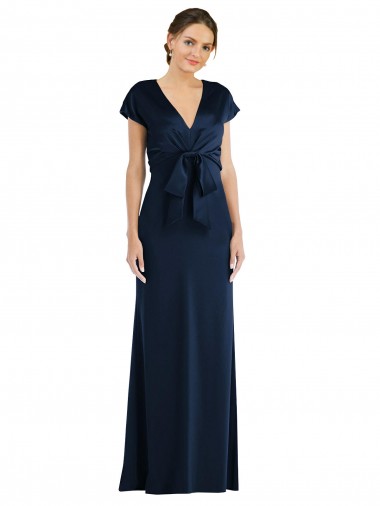 Online Soft Bow Blouson Bodice Trumpet Formal Crepe Bridesmaid Dress / Prom Dress UK