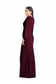 Online Long Puff Sleeve V-Neck Trumpet Bridesmaid Maxi Dress UK
