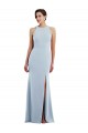 Online Cutout Open Back Halter Maxi Formal Crepe Bridesmaid Dress / Prom Dress with Scarf Tie UK