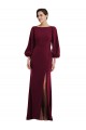 Online Bishop Sleeve Open Back Trumpet Formal Crepe Bridesmaid Dress / Prom Dress with Scarf Tie UK