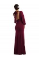 Online Bishop Sleeve Open Back Trumpet Formal Crepe Bridesmaid Dress / Prom Dress with Scarf Tie UK