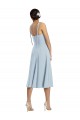 Online Midi Cocktail Length Bustier Crepe Bridesmaid Dress / Prom Dress with Back Bow Straps UK
