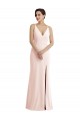 Online Skinny Strap Deep V-Neck Trumpet Formal Crepe Bridesmaid Dress / Prom Dress with Front Slit UK