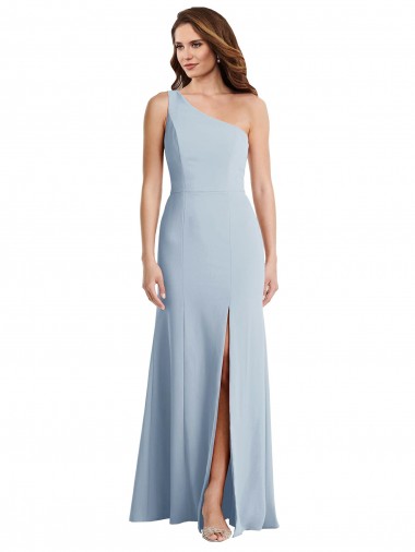 Online Bold One Shoulder Trumpet Maxi Formal Crepe Bridesmaid Dress / Prom Dress UK