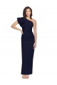 Online Ruched Floor Length Long Formal Crepe Bridesmaid Dress / Prom Dress with Shoulder Ruffles UK