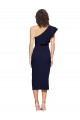 Online Ruched Midi Length Short Cocktail Formal Crepe Bridesmaid Dress / Prom Dress with Shoulder Ruffles UK