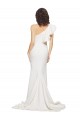 Online Ruched Long Sweep Train Crepe Bridesmaid Dress / Prom Dress with Shoulder Ruffles UK