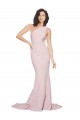 Online Long Sweep Train One Shoulder Crepe Bridesmaid Dress / Prom Dress with Side Leg Split UK
