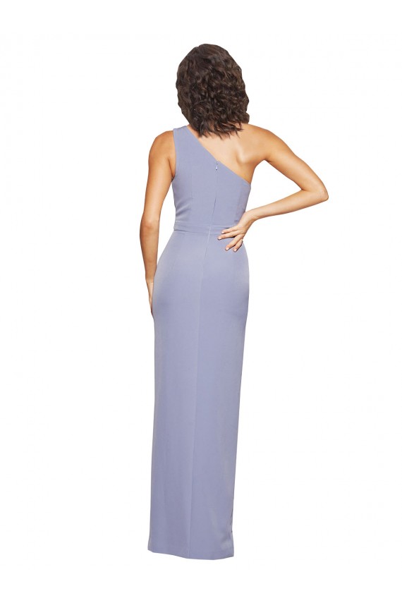 Online Floor Length One Shoulder Formal Crepe Bridesmaid Dress / Prom Dress with Pencil Skirt and Side Split UK